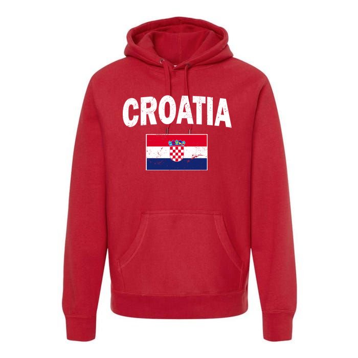 Croatia Team Vintage Soccer Flag Premium Hoodie