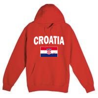 Croatia Team Vintage Soccer Flag Premium Pullover Hoodie