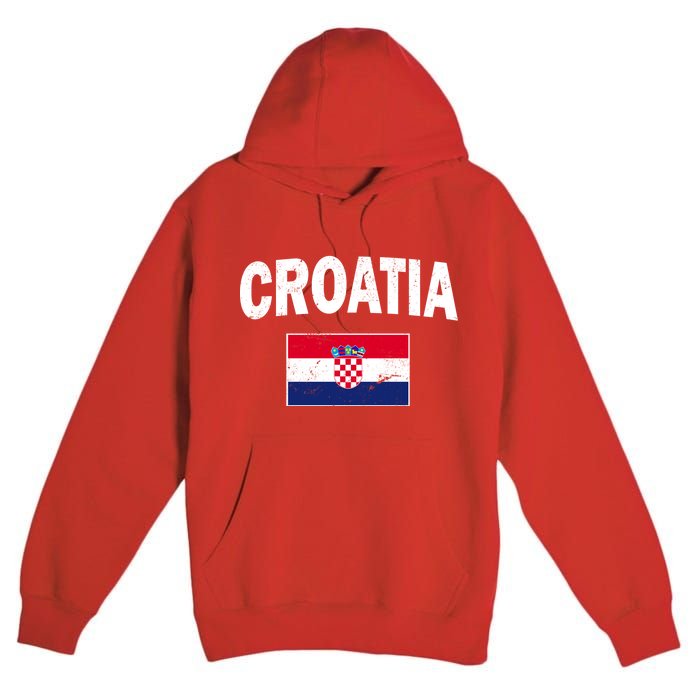 Croatia Team Vintage Soccer Flag Premium Pullover Hoodie