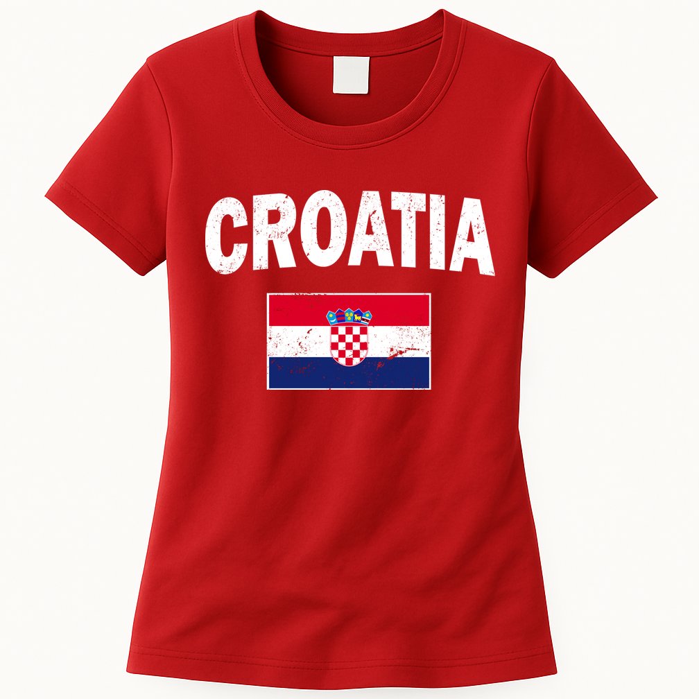 Croatia Team Vintage Soccer Flag Womens T-Shirt