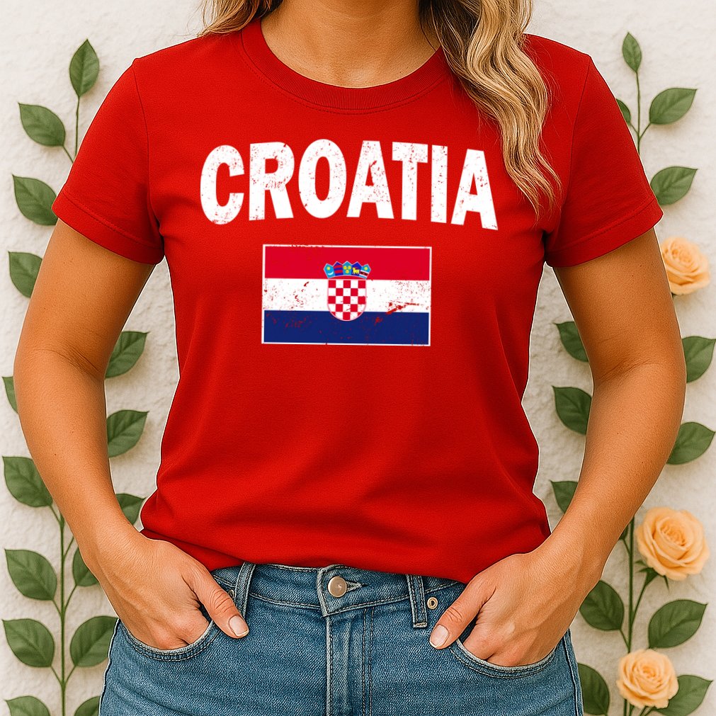 Croatia Team Vintage Soccer Flag Womens T-Shirt