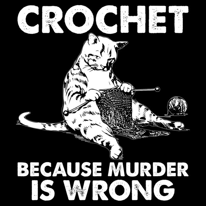 Crochet Because Murder Is Wrong Cat Bucket Hat
