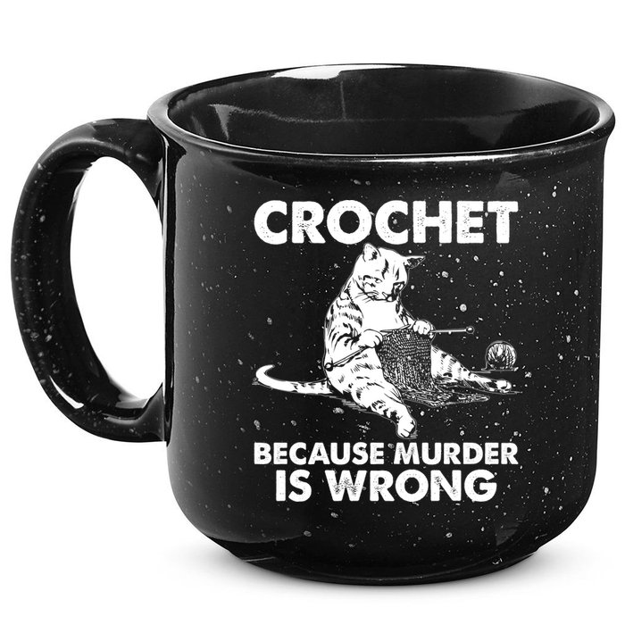 Crochet Because Murder Is Wrong Cat 15oz Campfire Ceramic Mug