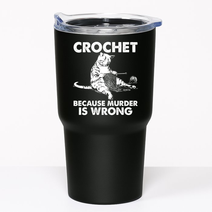 Crochet Because Murder Is Wrong Cat Tumbler