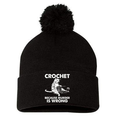 Crochet Because Murder Is Wrong Cat Pom Pom 12in Knit Beanie