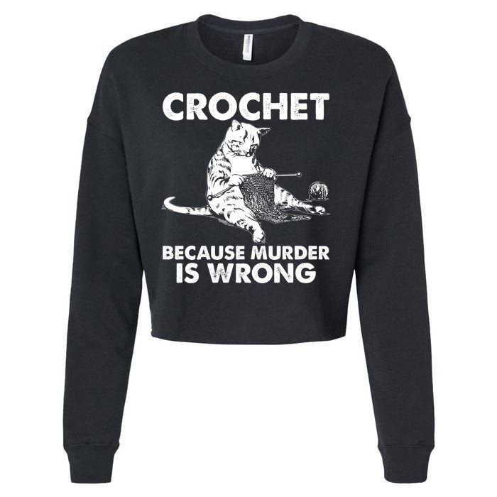 Crochet Because Murder Is Wrong Cat Cropped Pullover Crew