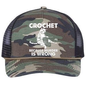 Crochet Because Murder Is Wrong Cat Retro Rope Trucker Hat Cap