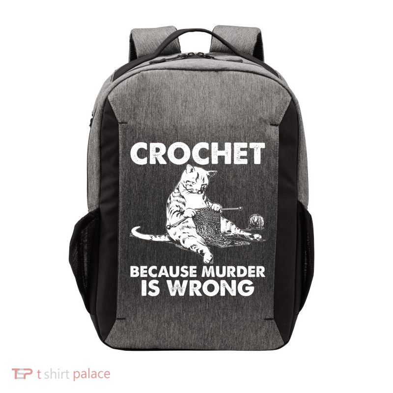 Crochet Because Murder Is Wrong Cat Vector Backpack