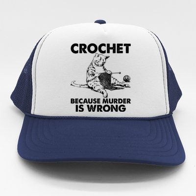 Crochet Because Murder Is Wrong Cat Trucker Hat