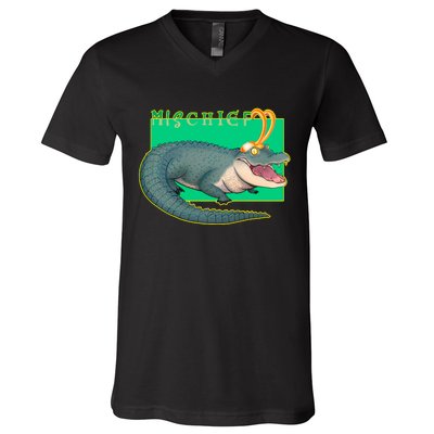 Croki Crocodile Alligator God of Mischief V-Neck T-Shirt