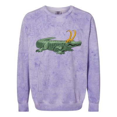 Croki Crocodile Alligator Golden Horns Colorblast Crewneck Sweatshirt