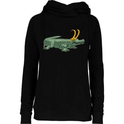 Croki Crocodile Alligator Golden Horns Womens Funnel Neck Pullover Hood