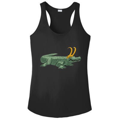 Croki Crocodile Alligator Golden Horns Ladies PosiCharge Competitor Racerback Tank