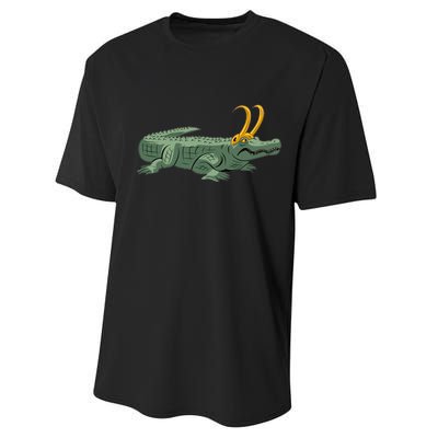 Croki Crocodile Alligator Golden Horns Performance Sprint T-Shirt