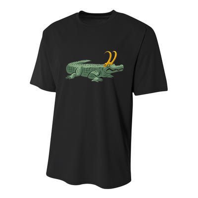 Croki Crocodile Alligator Golden Horns Youth Performance Sprint T-Shirt