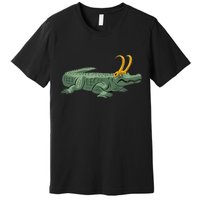 Croki Crocodile Alligator Golden Horns Premium T-Shirt