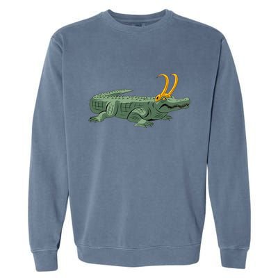 Croki Crocodile Alligator Golden Horns Garment-Dyed Sweatshirt