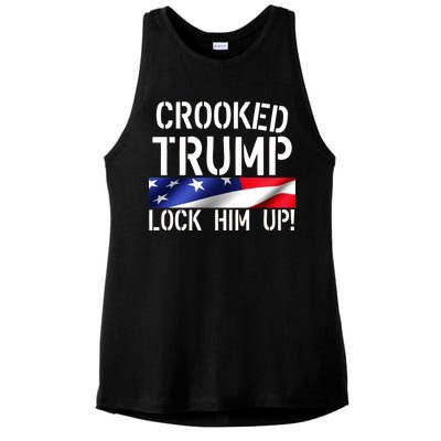 Crooked Trump Lock Him Up USA Ladies PosiCharge Tri-Blend Wicking Tank