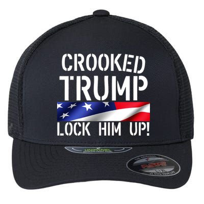 Crooked Trump Lock Him Up USA Flexfit Unipanel Trucker Cap