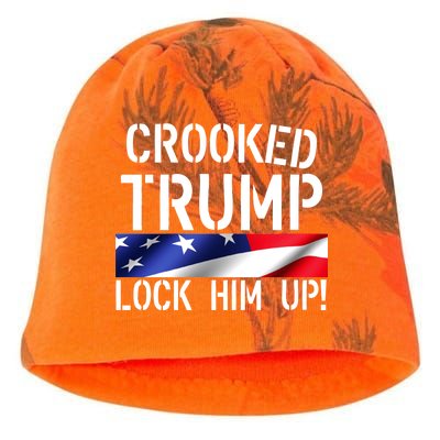 Crooked Trump Lock Him Up USA Kati - Camo Knit Beanie