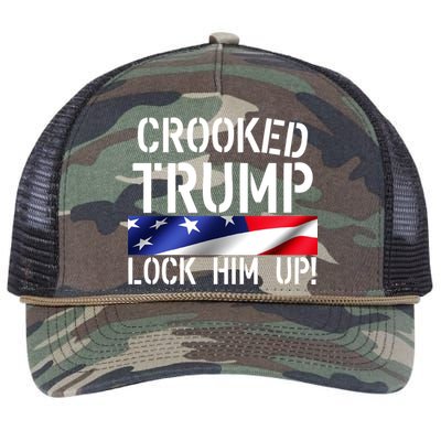 Crooked Trump Lock Him Up USA Retro Rope Trucker Hat Cap