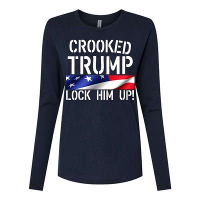 Crooked Trump Lock Him Up USA Womens Cotton Relaxed Long Sleeve T-Shirt