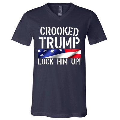 Crooked Trump Lock Him Up USA V-Neck T-Shirt