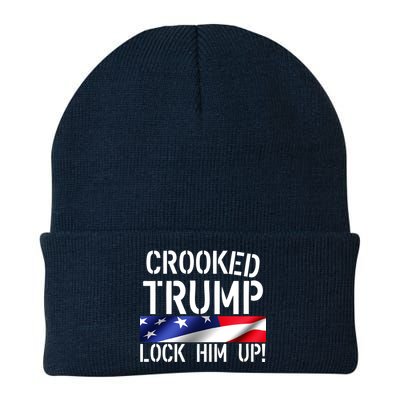 Crooked Trump Lock Him Up USA Knit Cap Winter Beanie