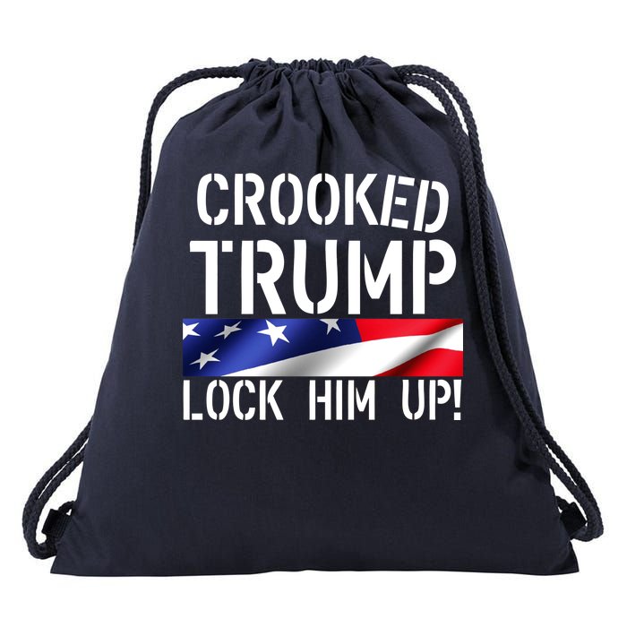 Crooked Trump Lock Him Up USA Drawstring Bag