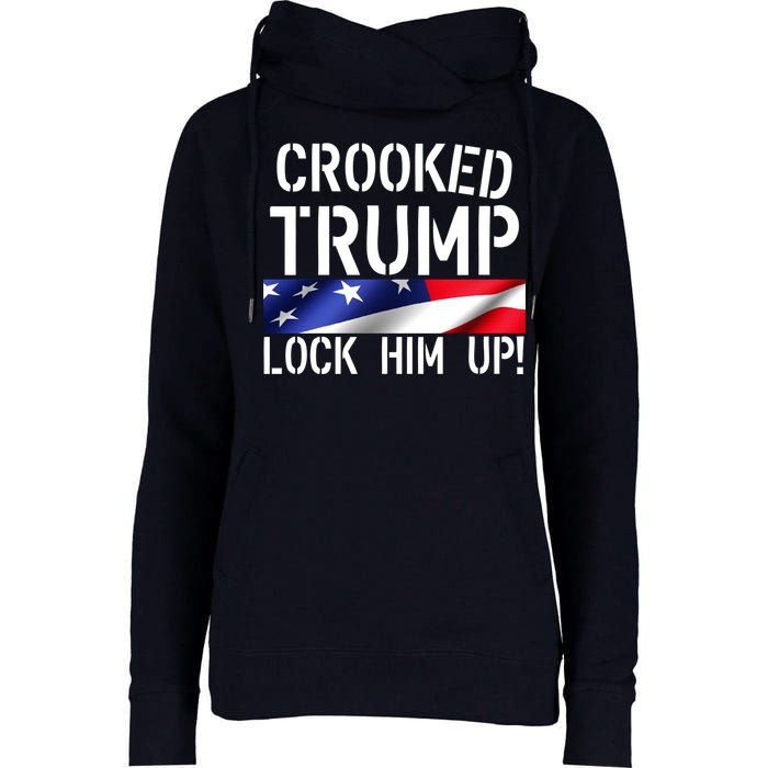 Crooked Trump Lock Him Up USA Womens Funnel Neck Pullover Hood