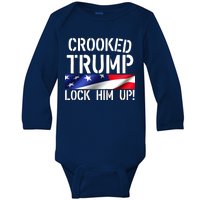 Crooked Trump Lock Him Up USA Baby Long Sleeve Bodysuit