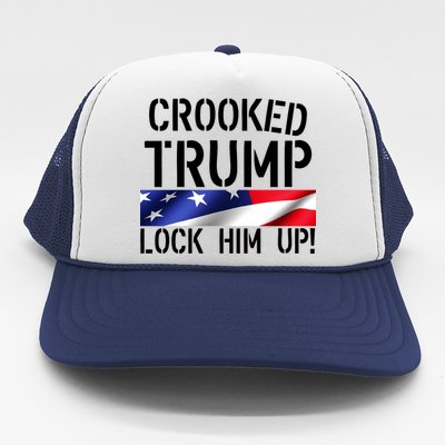 Crooked Trump Lock Him Up USA Trucker Hat