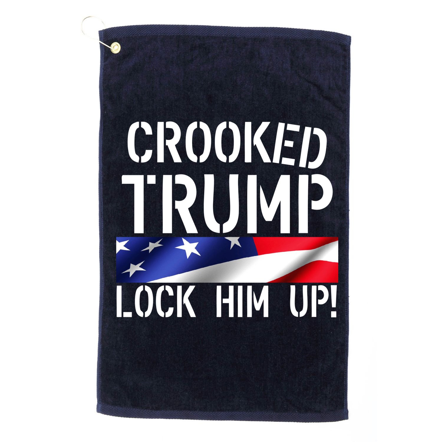 Crooked Trump Lock Him Up USA Golf Towel