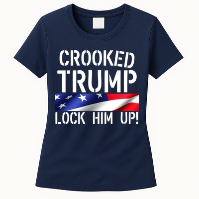 Crooked Trump Lock Him Up USA Womens T-Shirt