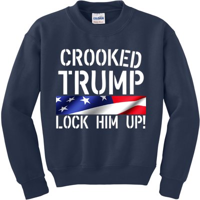 Crooked Trump Lock Him Up USA Kids Sweatshirt