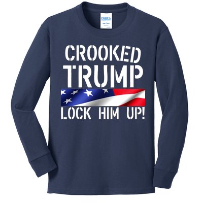 Crooked Trump Lock Him Up USA Kids Long Sleeve Shirt