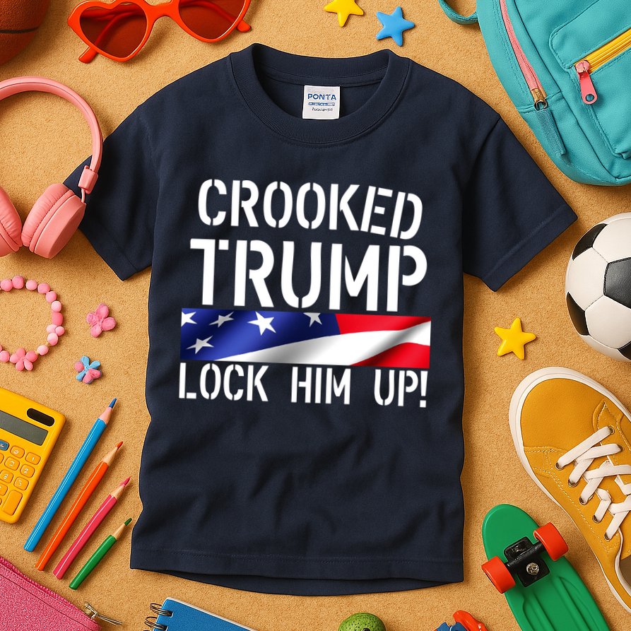 Crooked Trump Lock Him Up USA Kids T-Shirt