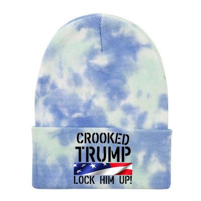 Crooked Trump Lock Him Up USA Tie Dye 12in Knit Beanie