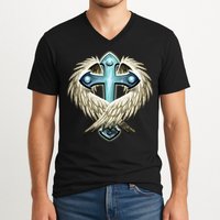 Cross With Wings V-Neck T-Shirt