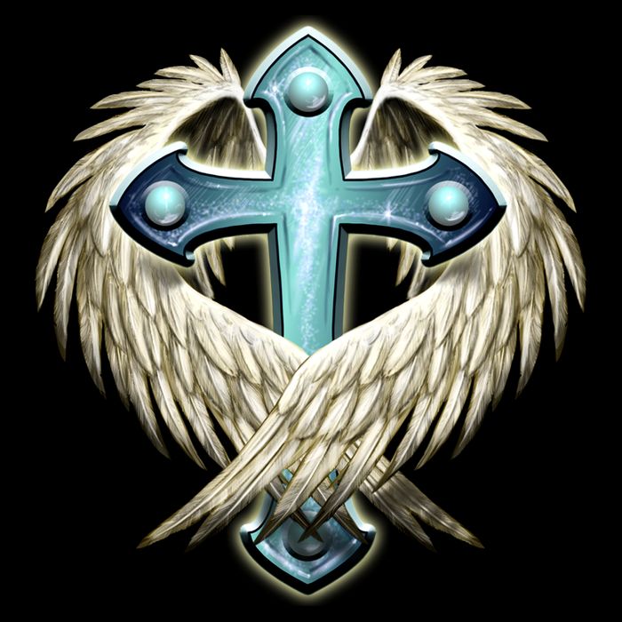 Cross With Wings V-Neck T-Shirt
