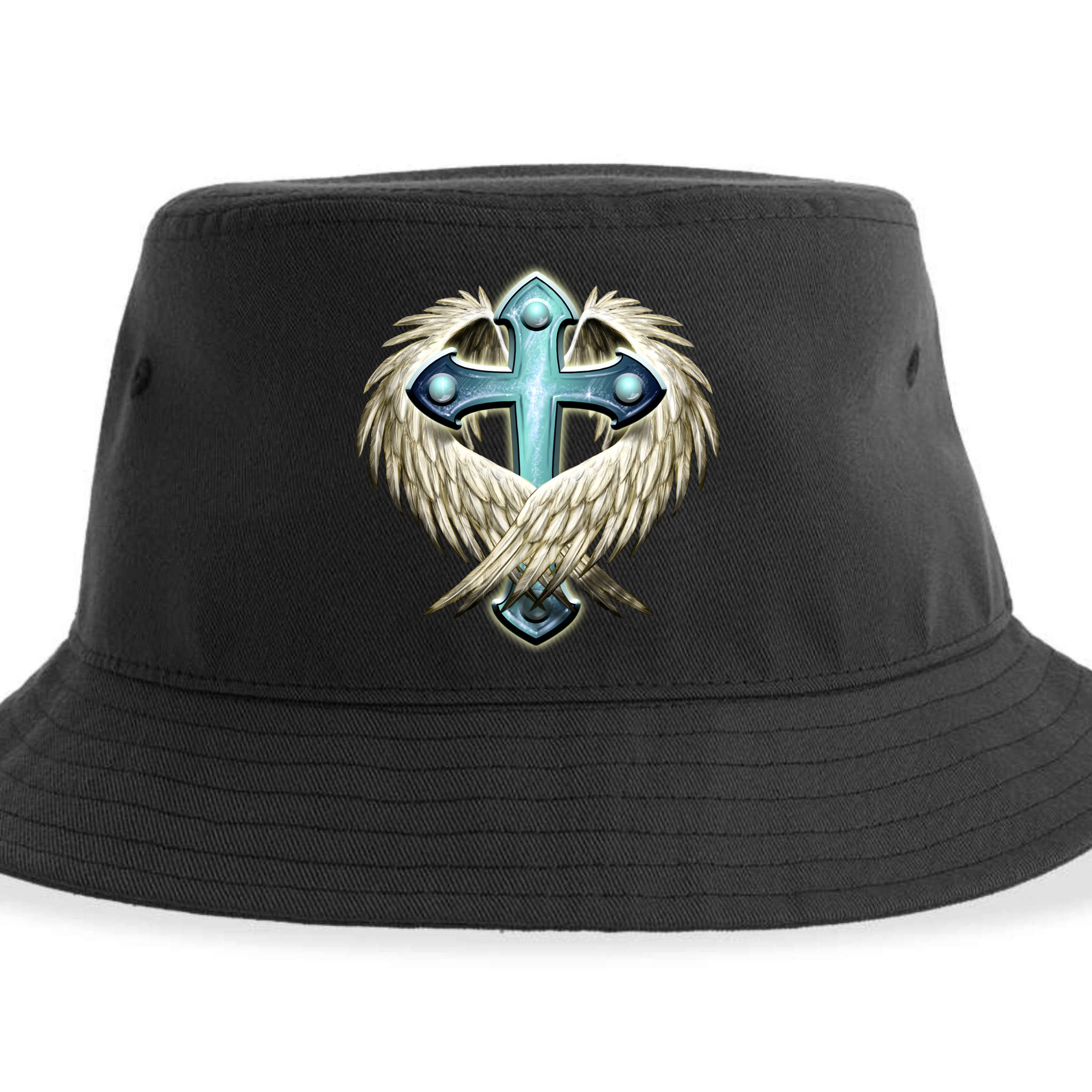 Cross With Wings Sustainable Bucket Hat
