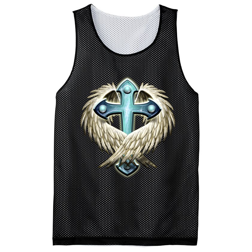 Cross With Wings Mesh Reversible Basketball Jersey Tank
