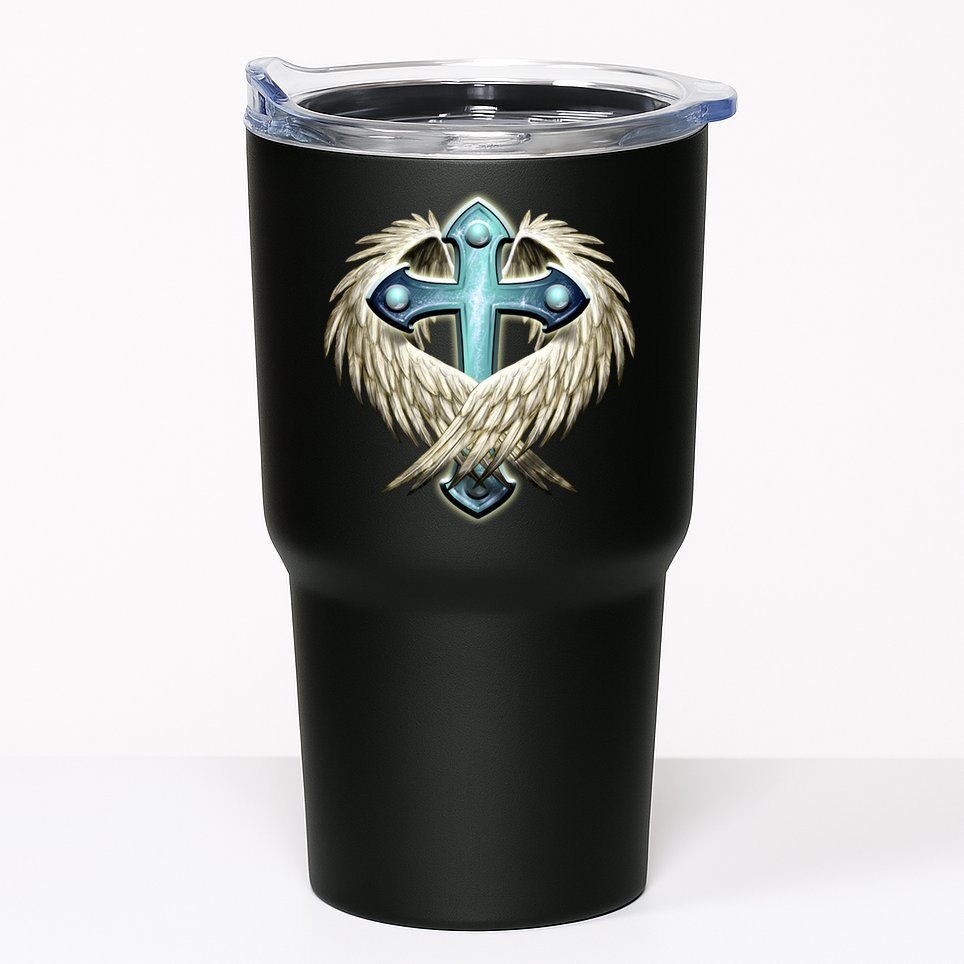 Cross With Wings Tumbler