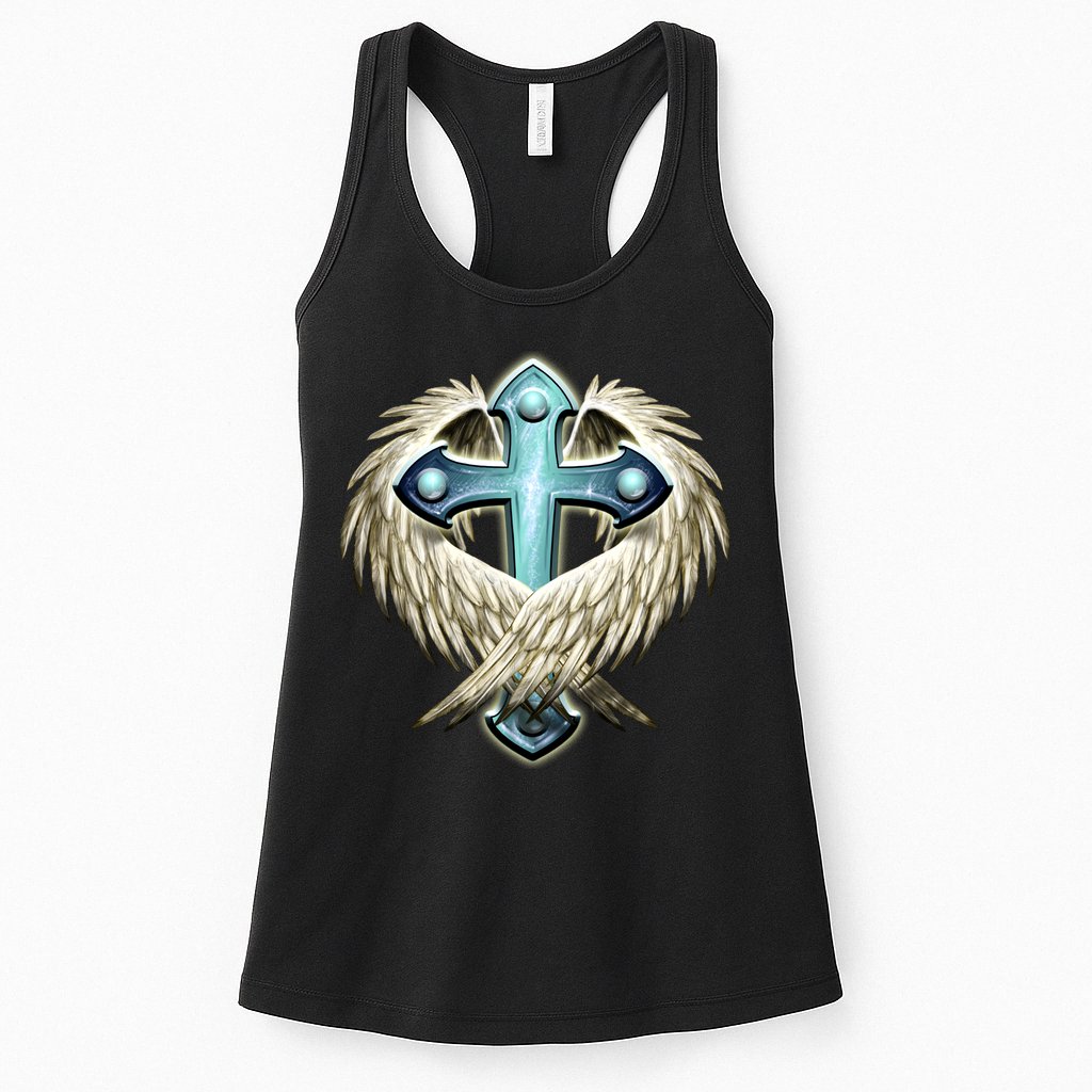 Cross With Wings Womens Tank Top