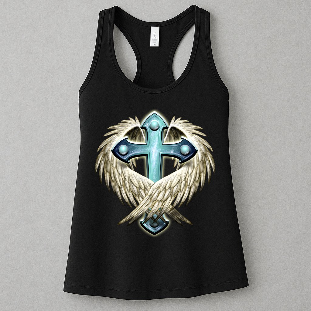 Cross With Wings Womens Tank Top