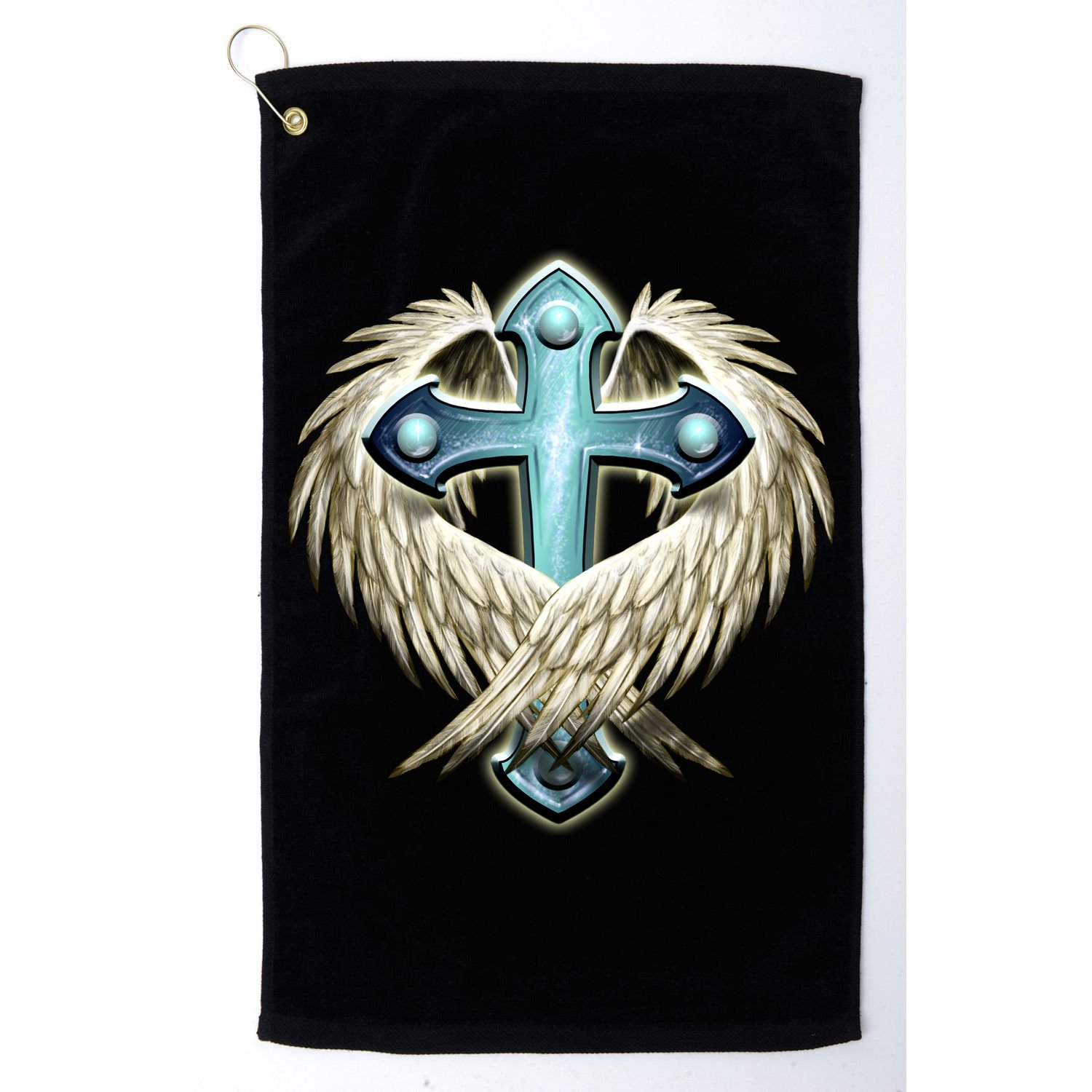 Cross With Wings Golf Towel