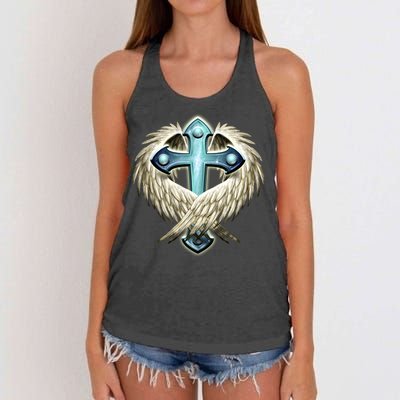 Cross With Wings Women's Knotted Racerback Tank