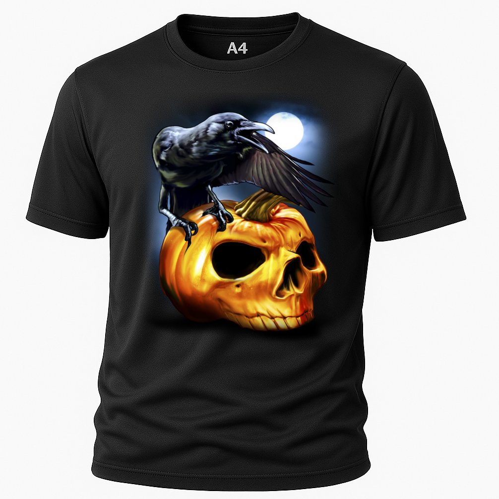 Crow Pumpkin Skull Halloween Cooling Performance Crew T-Shirt