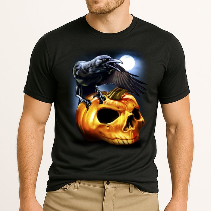 Crow Pumpkin Skull Halloween Cooling Performance Crew T-Shirt