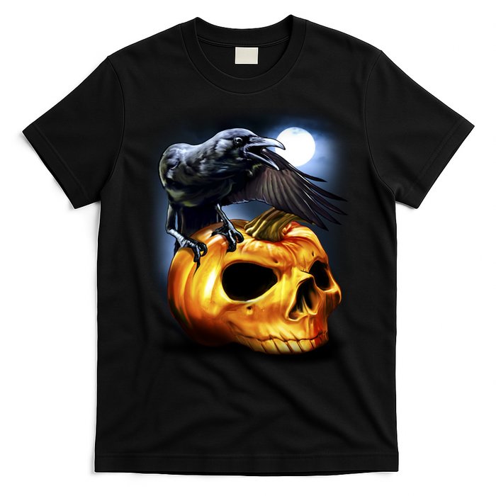 Crow Pumpkin Skull Halloween T-Shirt